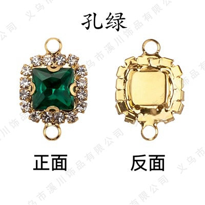 5pcs 8mm Square Double-hole Pendant Crystal Buckle Glass Claw Rhinestone Perimeter Diy Bracelet Ornament Accessories