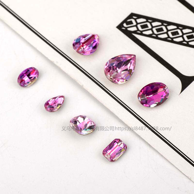 5pcs K9 Material Shiny and bright pointy bottoming Nail Rhinestone Laser color Nail paste Rhinestone diy accessories Nail ornament Nail Paste Rhinestone 5 color nude Rhinestone