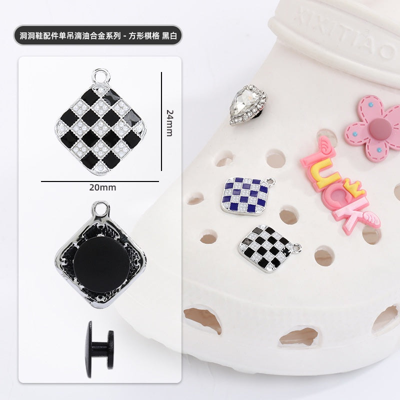 Crocs Diy Accessories Alloy Pearl Checker Series Garden Shoes Buckle Decorative Buckle