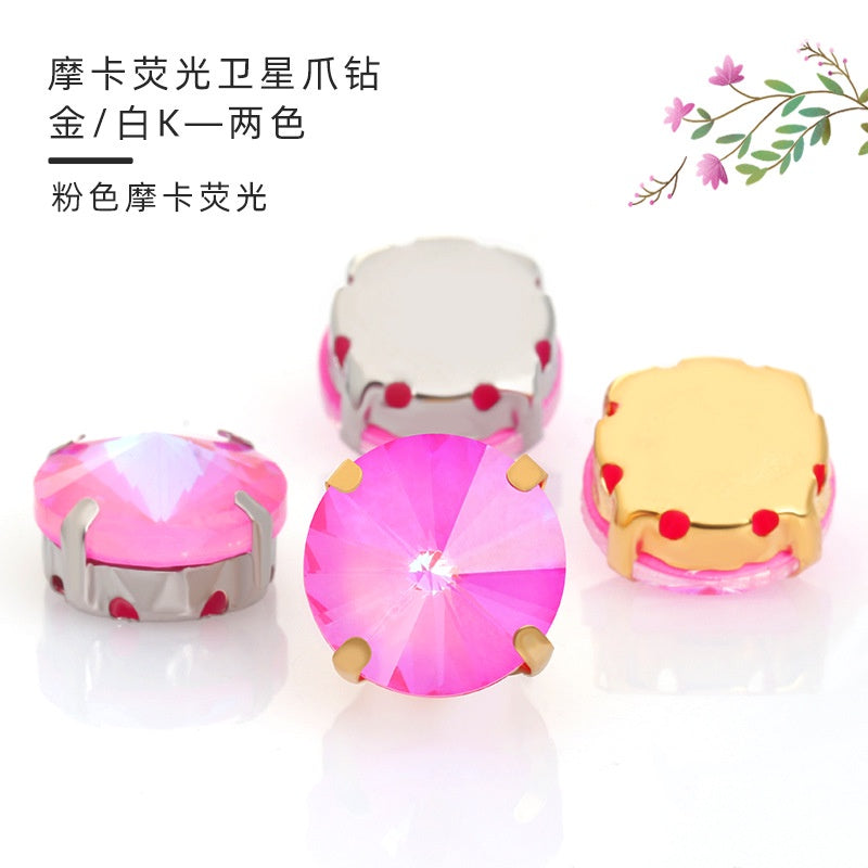 Round Shape 12mm Mocha Fluorescent Crystal Sew On Rhinestone for Clothing Accessories Rhinestone