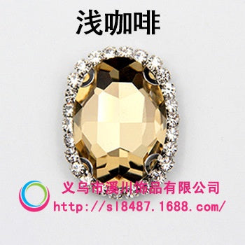18*25mm 5pcs Oval Shape Sew On Crystal Glass Rhinestone with Gold/Sliver Bottom for DIY Clothing Accessories