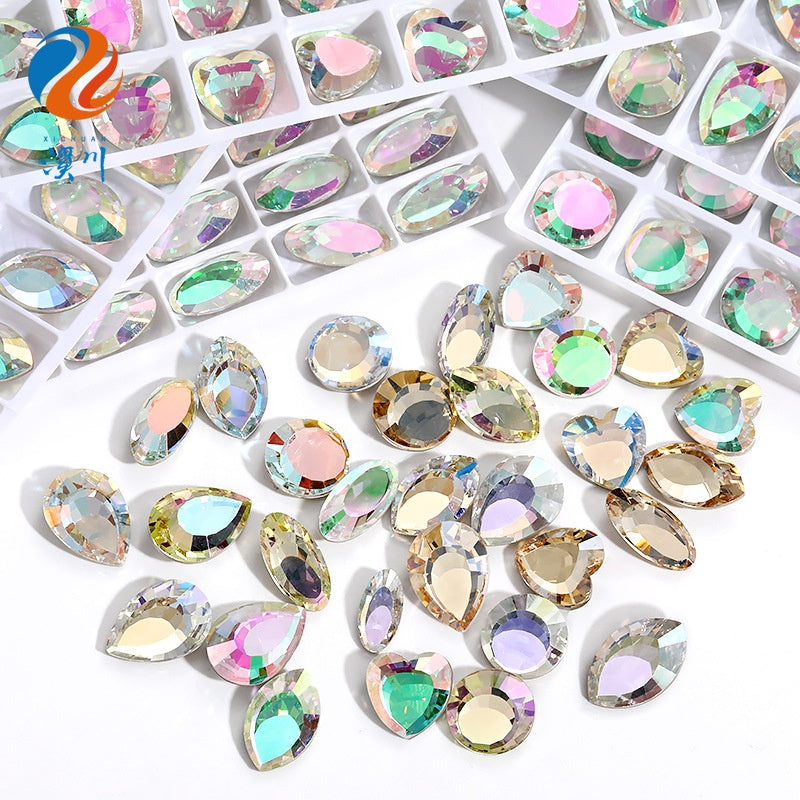 K9 Magic Mirror Series Electroplated Color High-grade Crystal Micro Pointed Bottoming Glass Nail Rhinestone Diy Phone Case Ornament Accessories
