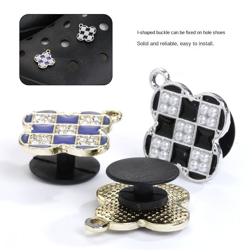 Crocs Diy Accessories Alloy Pearl Checker Series Garden Shoes Buckle Decorative Buckle