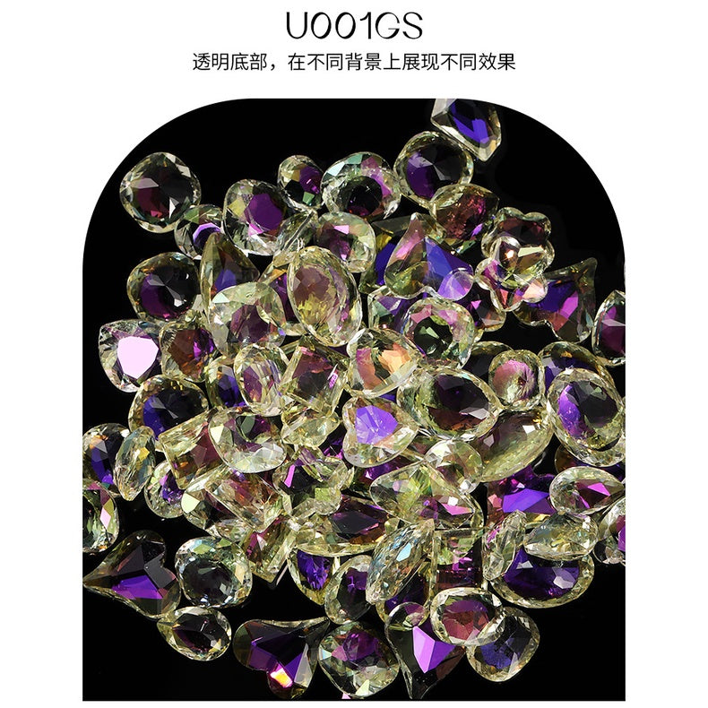 Nail Rhinestone 10pcs Glass Products Transparent Goose Down Yellow Series Crystal Mobile Phone Stick Rhinestone Diy Accessories