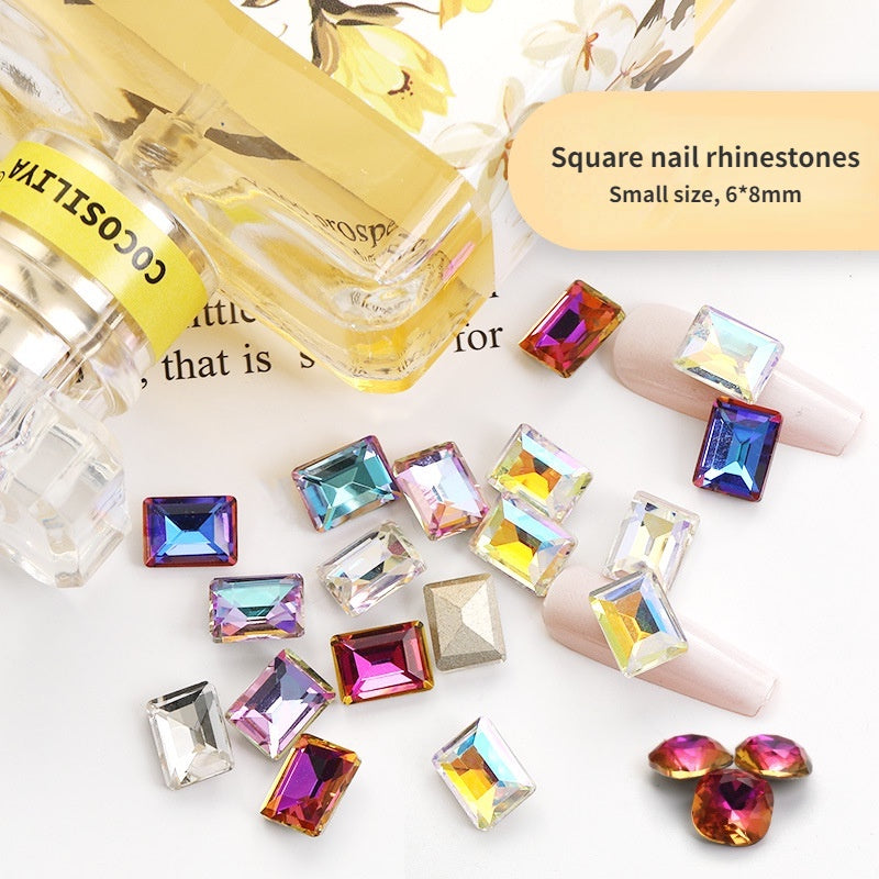 6*8mm 50PCS  Step Cut 3D Nail Art Rhinestone K9 Nails For DIY Decals Nail Shiny Crystals