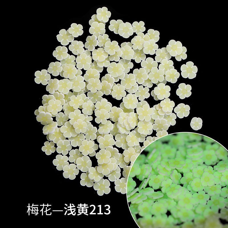 Glow-in-the-dark Polymer Clay Nail Patch Fluorescent Slice Nail Jewelry Plum Slice Diy Slime Filling Material