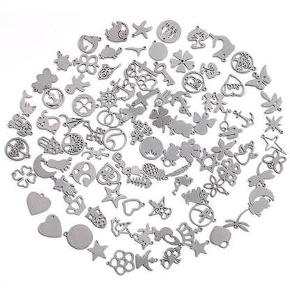 304 Stainless Steel Love Heart Diy Alloy Accessories Five-pointed Star Four-leaf Clover Earrings Bracelet Necklace Pendant Material