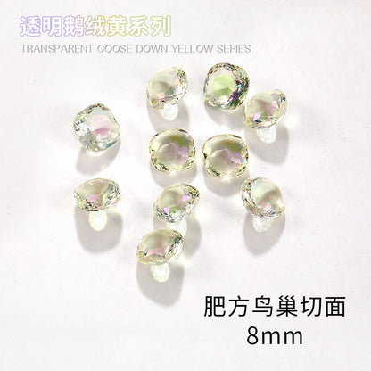 Nail Rhinestone 10pcs Glass Products Transparent Goose Down Yellow Series Crystal Mobile Phone Stick Rhinestone Diy Accessories