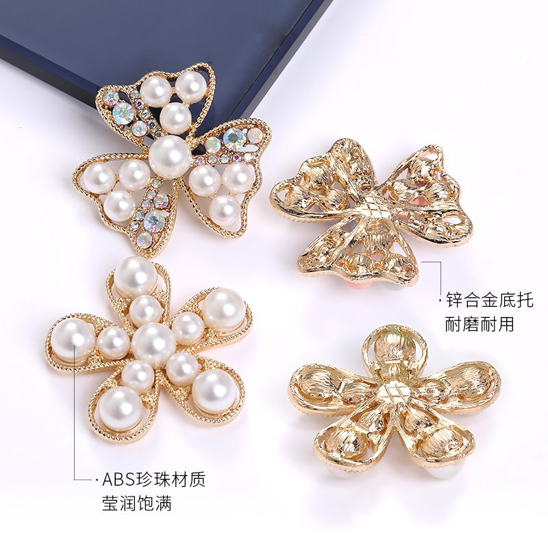 Pearl Flower Alloy Handmade Diy Headwear Clothing Luggage Accessories Zinc Alloy Pearl Flower Tray