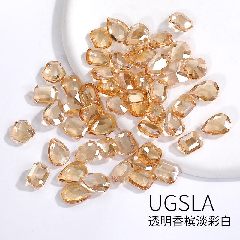 10pcs 【3-10mm】nail rhinestones hand accessories Korean wind Transparent Mixed Shapes Nails Art Decoration Professional Rhinestones Nail Art Rhinestones Mix