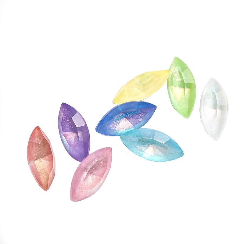 7*15mm Nail Rhinestone 10pcs Horse Eye Aurora Mocha Pointy Bottom  Rhinestone Glass Nail Accessories DIY
