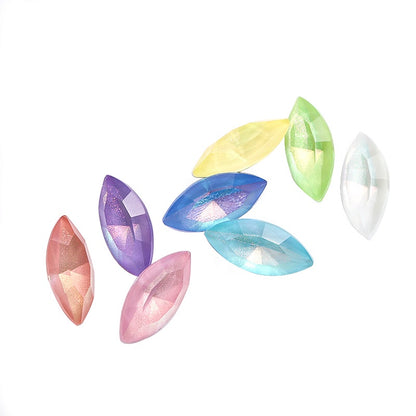 7*15mm Nail Rhinestone 10pcs Horse Eye Aurora Mocha Pointy Bottom  Rhinestone Glass Nail Accessories DIY