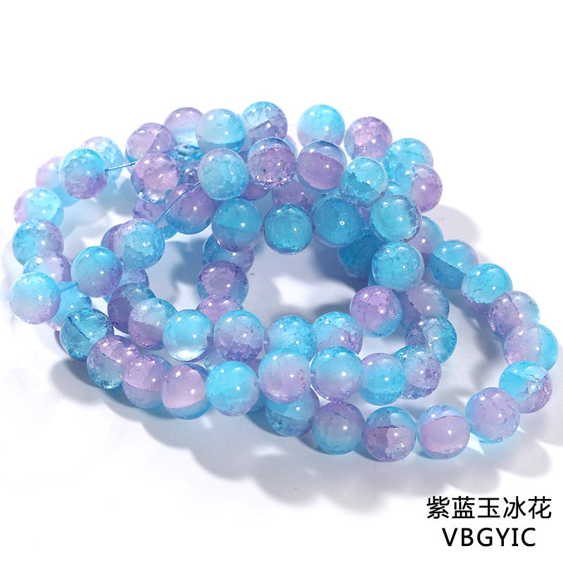 10mm 80pcs Crack beads Jade broken beads explosive glass beads ice cracked floral beads glass diy accessory bracelet beaded