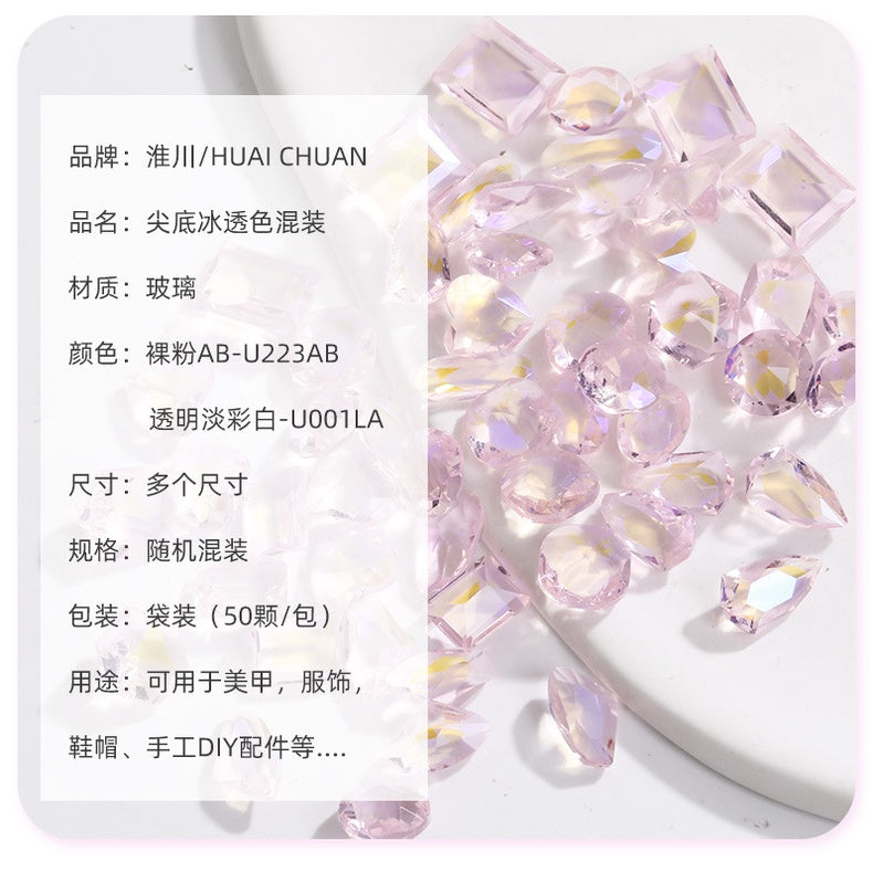 10pcs 【3-10mm】nail rhinestones hand accessories Korean wind Transparent Mixed Shapes Nails Art Decoration Professional Rhinestones Nail Art Rhinestones Mix
