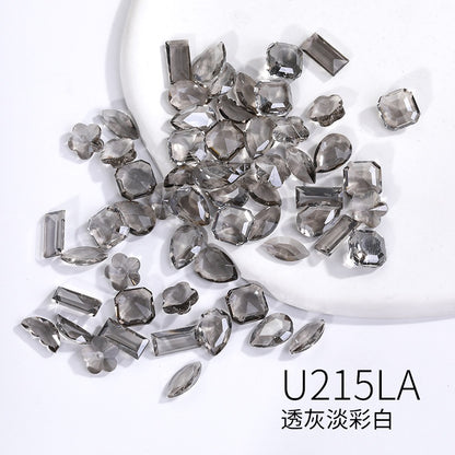 50pcs Aurora New Color Nail Rhinestone pointed Bottom Shaped Nail Rhinestone Clear crystal crystal nail ornament
