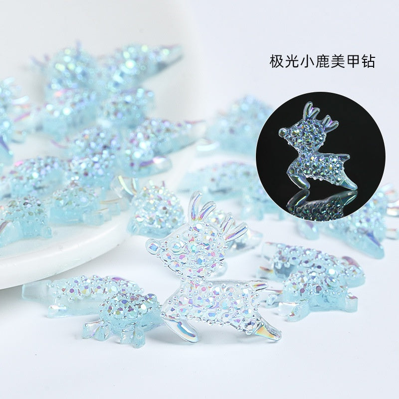 Animal Nail Ornament Resin Series Aurora Deer Nail Ornament Diy Nail Paste Diamond Material