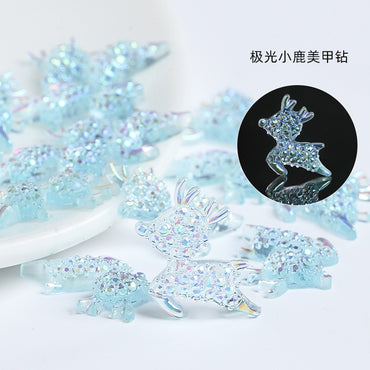 Animal Nail Ornament Resin Series Aurora Deer Nail Ornament Diy Nail Paste Diamond Material