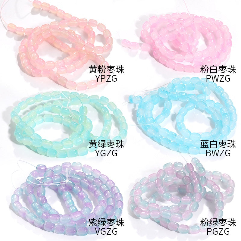 Two-color Date Bead Handmade Loose Bead Through Hole Bead DIY Bracelet Necklace Accessories