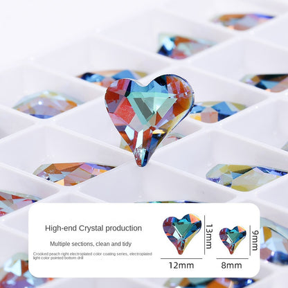 10PCS Sweet Heart Shape K9 Glass Rhinestone Exquisite Nail Art Shiny Crystal Stones for DIY Clothing Accessories