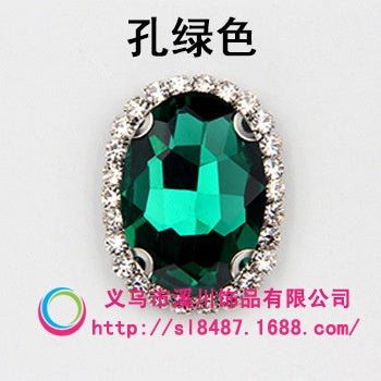 18*25mm 5pcs Oval Shape Sew On Crystal Glass Rhinestone with Gold/Sliver Bottom for DIY Clothing Accessories