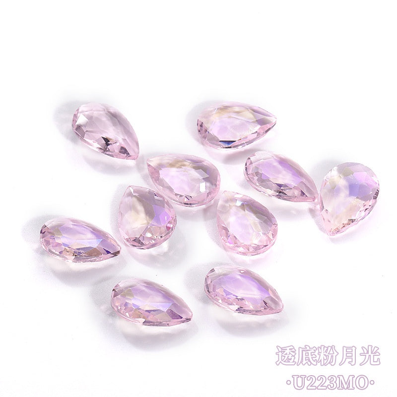 8*13mm Drop Shape Shiny Moonlight Crystal Nail Art Glass Transparent Rhinestone for DIY Phone Case Decoration