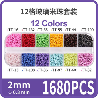 Fashion 12 Gramme Bead Set Box DIY Chain Through Hole Glass Cross Beaded Bracelet Beads