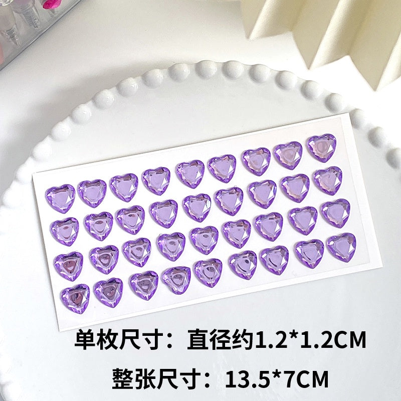 Heart Sticker Princess 3D Love Crystal Gem Sticker DIY Cup Sticker Makeup Gadget Beauty Sticker with Adhesive