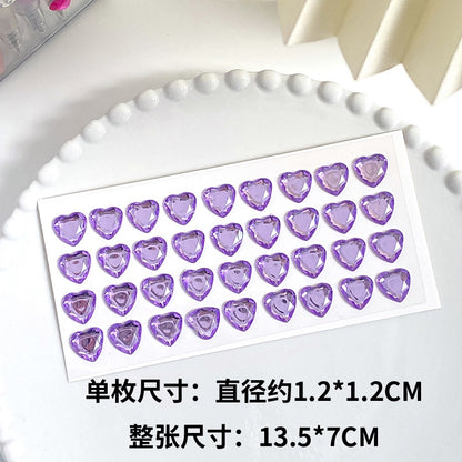 Heart Sticker Princess 3D Love Crystal Gem Sticker DIY Cup Sticker Makeup Gadget Beauty Sticker with Adhesive