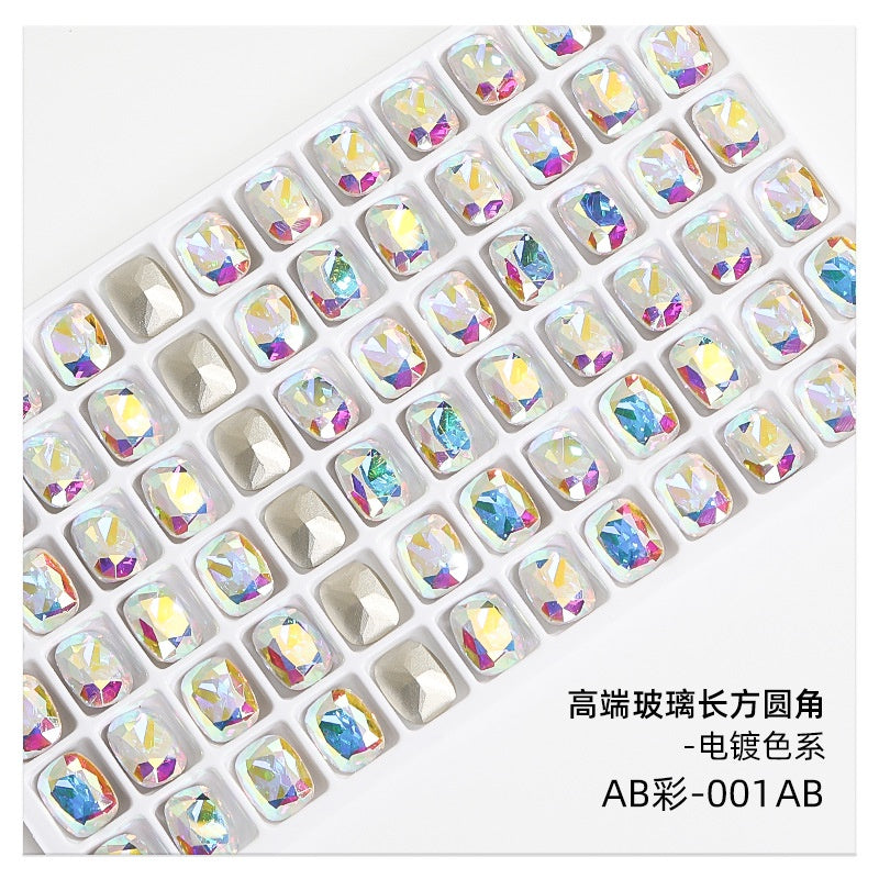 10mm  10pcs Nail Rhinrhinea High-end Tip Bottom Rhinrhinea  Rectangular Round Corner Diy Accessories Materials