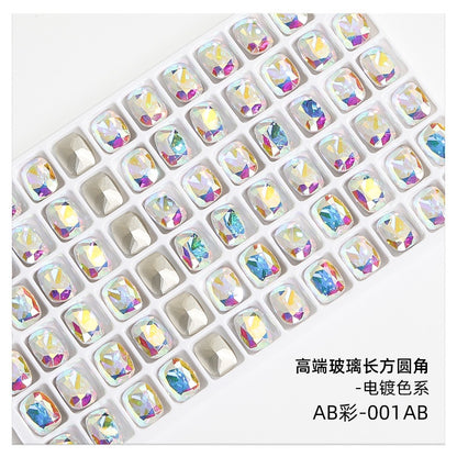 10mm  10pcs Nail Rhinrhinea High-end Tip Bottom Rhinrhinea  Rectangular Round Corner Diy Accessories Materials