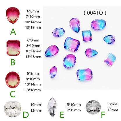 10Pcs Elliptic shape Special Color Gradient Nail Rhinestones Diy Accessories Nail Jewelry Materials