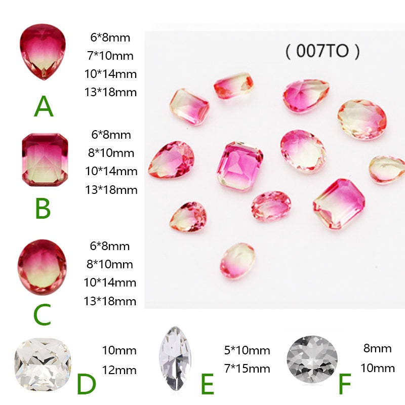 10Pcs Elliptic shape Special Color Gradient Nail Rhinestones Diy Accessories Nail Jewelry Materials