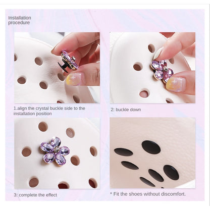 Crocs Accessories Alloy Accessories Water Drop Peach Heart Shoe Buckle Crystal Rhinestone Buckle Diy Ornaments Decorative Detachable Accessories