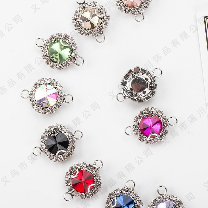 8mm Satellite Double Ring Crystal Buckle Claw Rhinestones Encircling Edge Rhinestones Double Hanging Grab Chain Diy Headdress Accessories