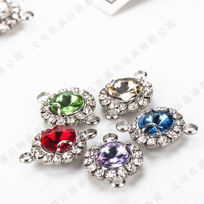 8mm20pcs Satellite Double Ring Crystal Buckle Claw Rhinestones Encircling Edge Rhinestones Double Hanging Grab Chain Diy Headdress Accessories