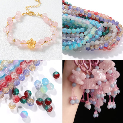 10mm 80pcs Crack beads Jade broken beads explosive glass beads ice cracked floral beads glass diy accessory bracelet beaded
