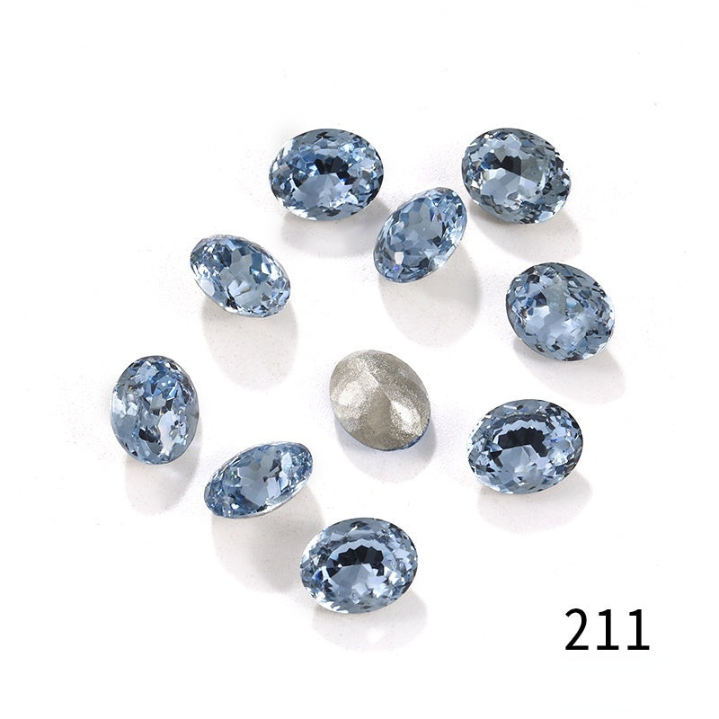 Candy Color 8*10/10*14mm Transparent Oval Crystal Nest Surface K9 Rhinestone Costume Jewelry Production