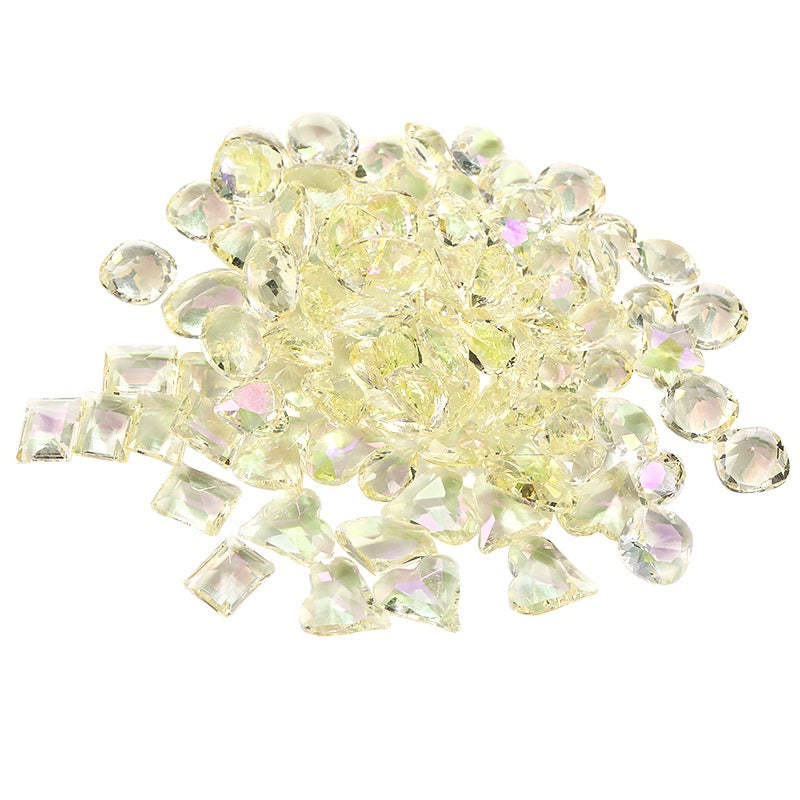 Nail Rhinestone 10pcs Glass Products Transparent Goose Down Yellow Series Crystal Mobile Phone Stick Rhinestone Diy Accessories