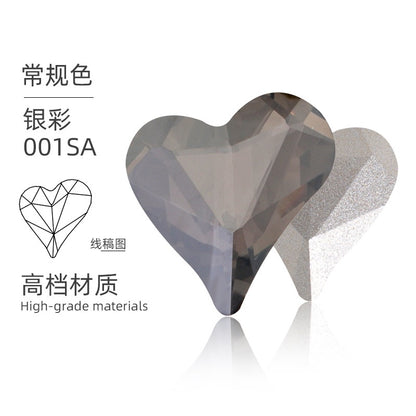 High-quality Crooked Peach Heart crystal glass rhinestones abnormity rhinestones diy ornament accessories rhinestone nail paste rhinestones material