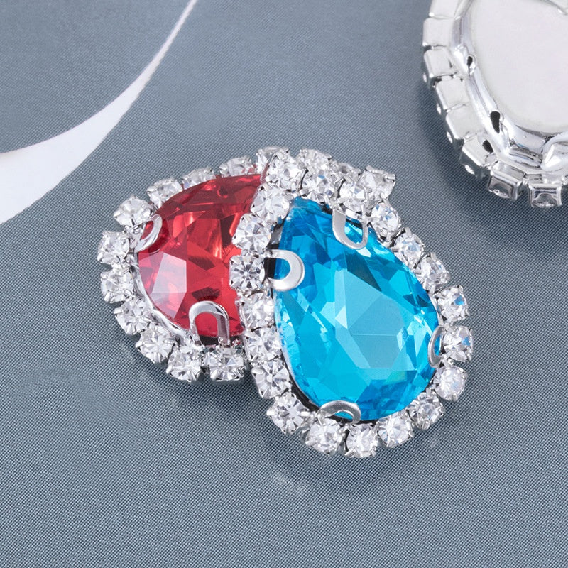 【10pcs】7*10mm Crystal with Gold/silver Base Suitable for Clothing and Wedding Decoration Accessories