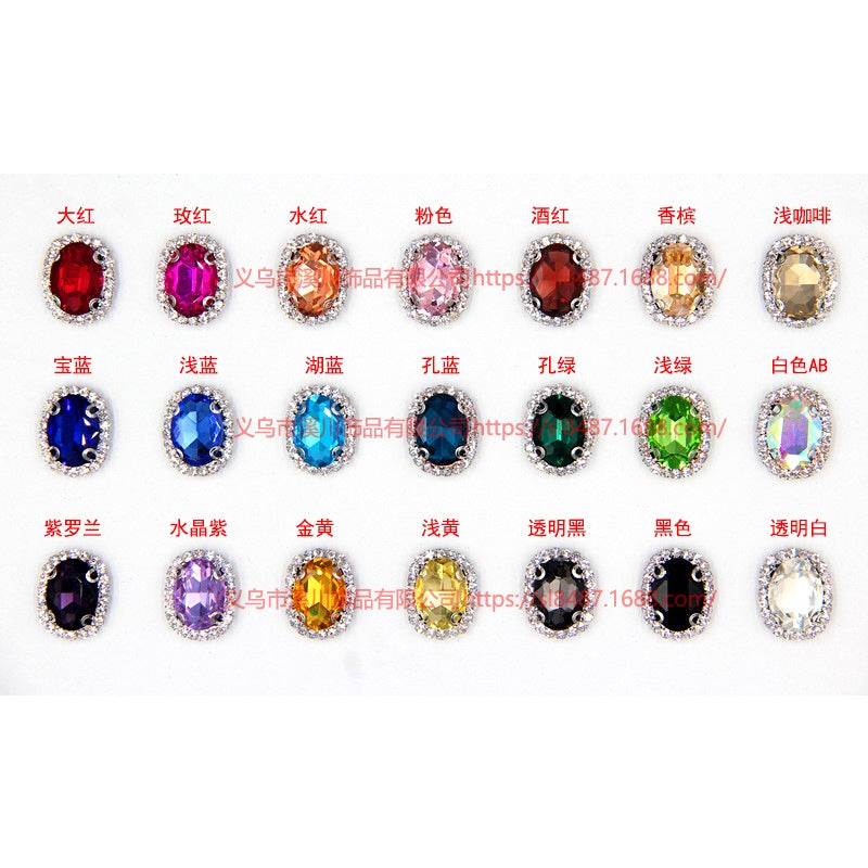 10pcs 6*8mm Oval Crystal Buckle Glass claw Rhinestone girth Copper claw diy accessories Clothing Accessories Shoes