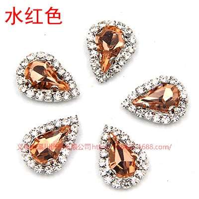 10pcs 5*8mm Sharp Drop Claw Rhinestone Sew on Crystal Rhinestone with Gold/Sliver Claw Crystal for Clothing Garment Diy Headdress Accessories