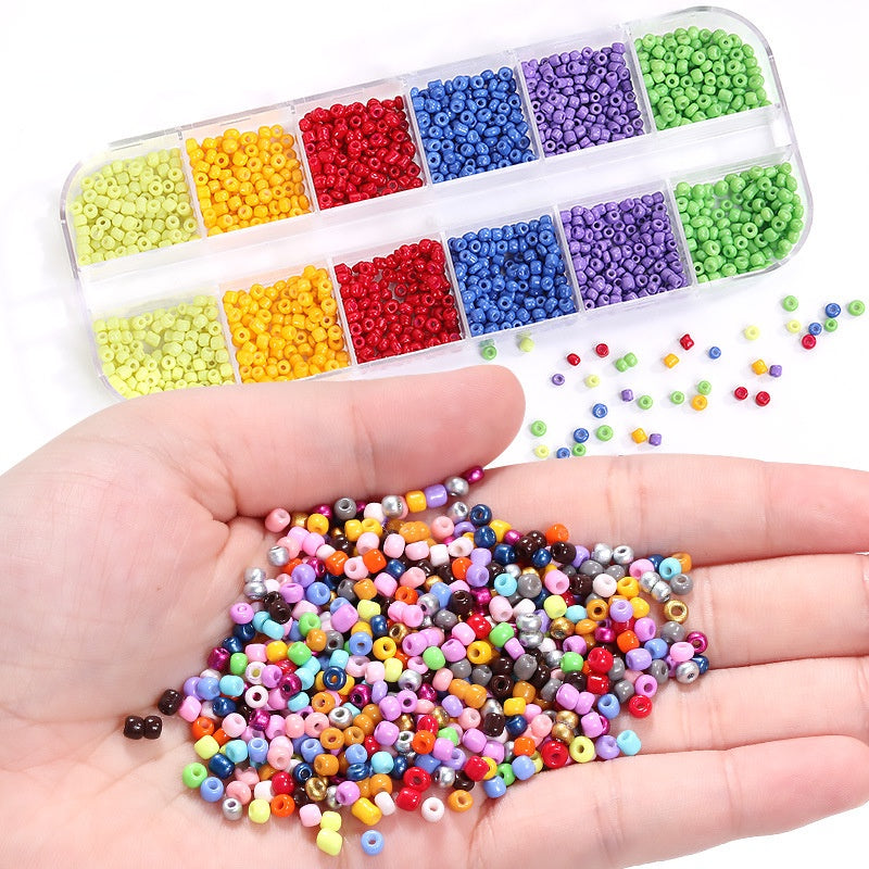 Fashion 12 Gramme Bead Set Box DIY Chain Through Hole Glass Cross Beaded Bracelet Beads