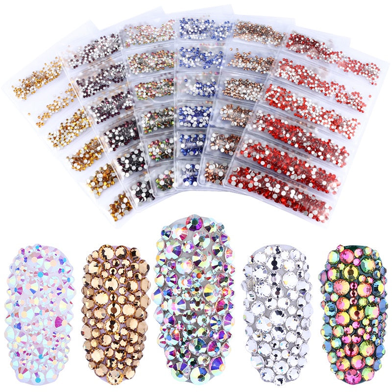 1.5-3.2mm Mixed Nail Rhinestone Small Size Mixed Size Glass Rhinestone Colorful Diamond Mixed Nail Crystal