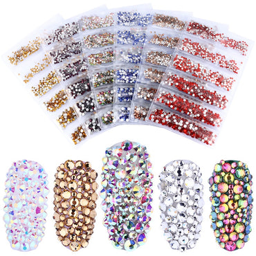 1.5-3.2mm Mixed Nail Rhinestone Small Size Mixed Size Glass Rhinestone Colorful Diamond Mixed Nail Crystal