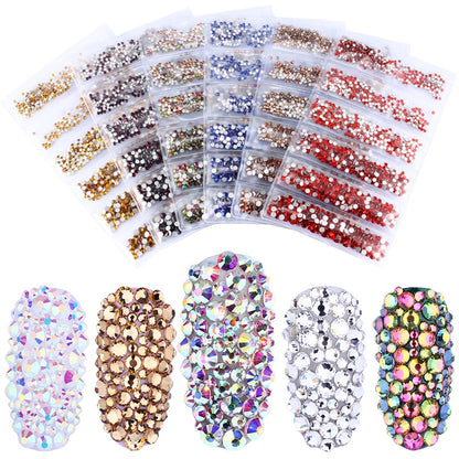 1.5-3.2mm Mixed Nail Rhinestone Small Size Mixed Size Glass Rhinestone Colorful Diamond Mixed Nail Crystal