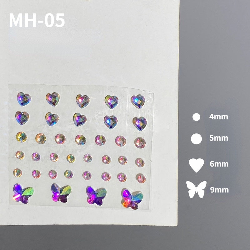 Butterfly Rhinestone Tear Eye Paste Pearl Glue Eyebrow Paste Eye Paste Forehead Face Paste Rhinestone Resin Gem Nail DIY