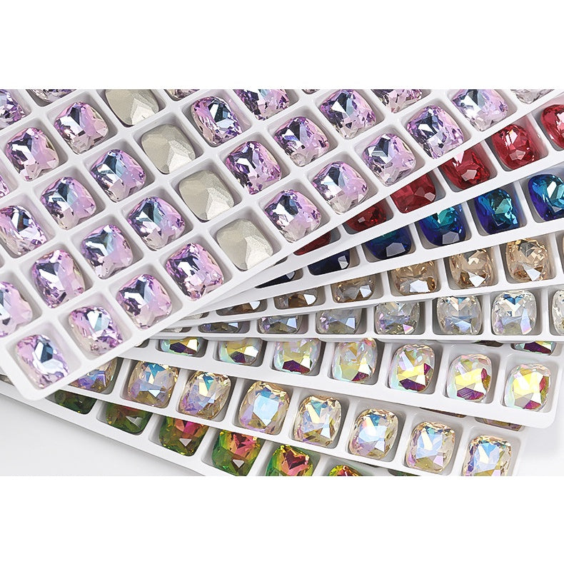 10mm  10pcs Nail Rhinrhinea High-end Tip Bottom Rhinrhinea  Rectangular Round Corner Diy Accessories Materials