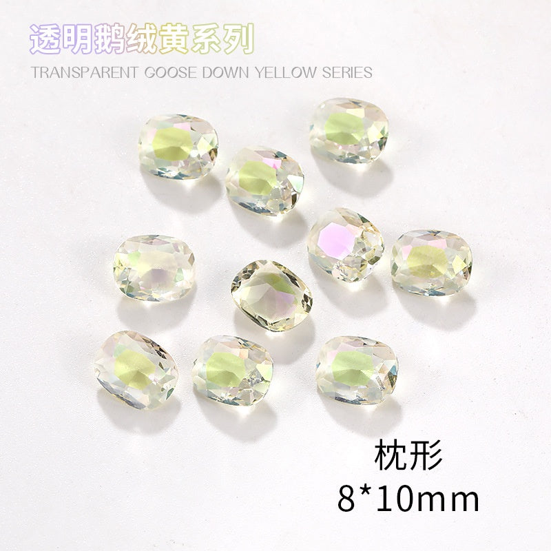 Nail Rhinestone 10pcs Glass Products Transparent Goose Down Yellow Series Crystal Mobile Phone Stick Rhinestone Diy Accessories
