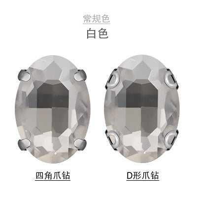8*10mm 10*14mm Oval Shape Crystal Strass Diamond Rhinestone Sew on Clothing Garment Rhinestone with Claw for Dress